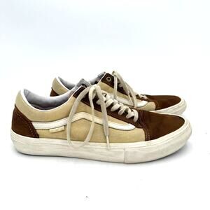 Vans Men's Leather Canvas Brown Sneakers Size 10.5